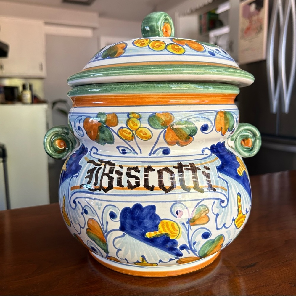 Hand-Painted Cookie Jar with Lid